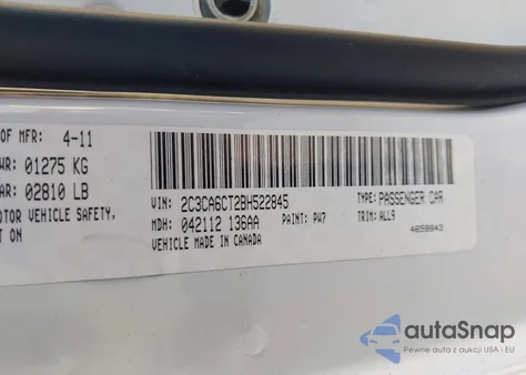 2011 Chrysler 300C z USA, uszkodzony, nr VIN 2C3CA6CT2BH522845